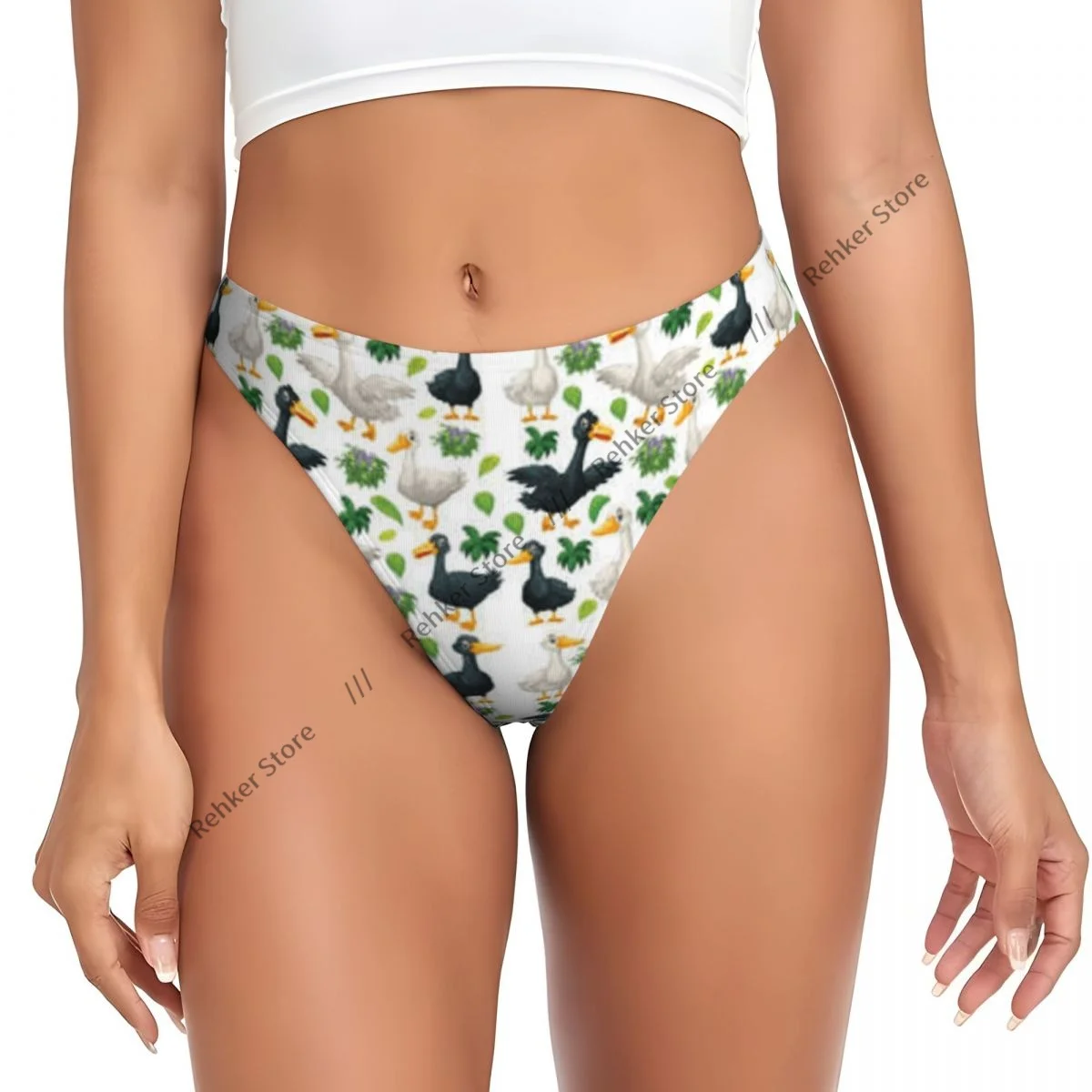 Thongs For Women V Waist G-String Panties Cute Animals Cartoon Background Underwear Breathable Underpants