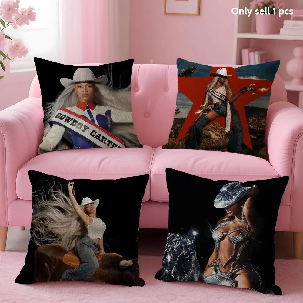 Singer B-Beyonce Cowboy Cushion Cover Decorative Linen Throw Pillow Case Soft For Bed Sofa Car Home Decor