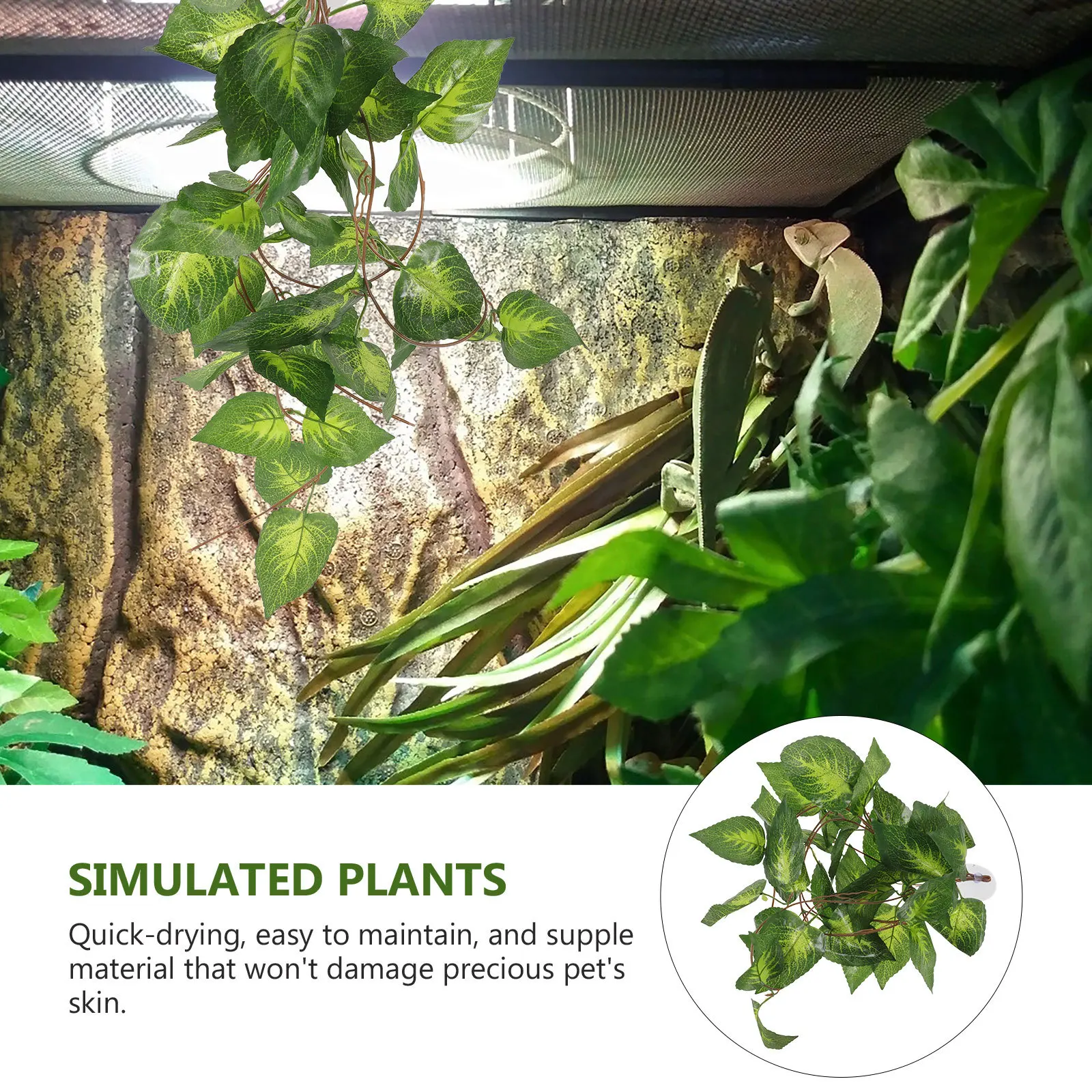 

High Quality Simulated Plant for Reptile Terrarium Realistic Fake Plant Decor for Aquarium Lizard Box Landscape Ornaments