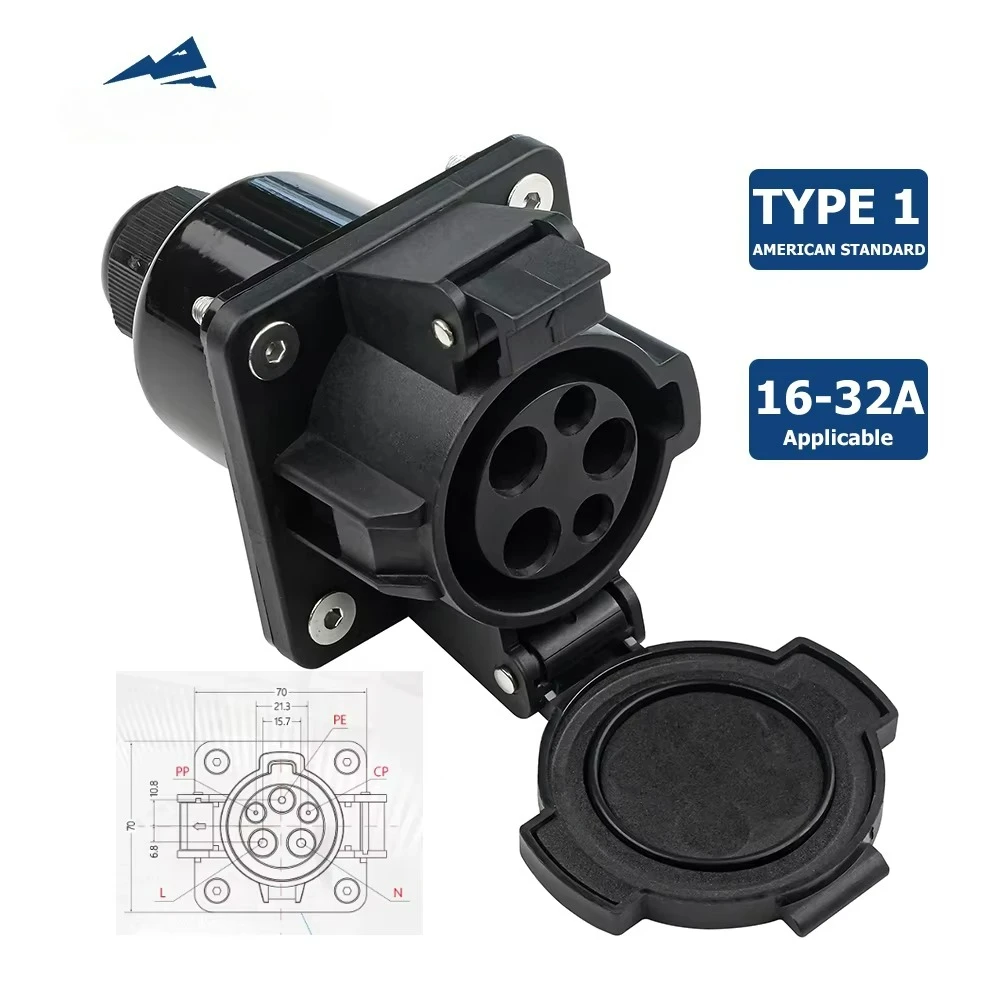 Новая розетка для зарядки электромобиля типа 1, SAE J1772 EVSE 16A, 1-фазный разъем для зарядки электромобиля для диспенсеров