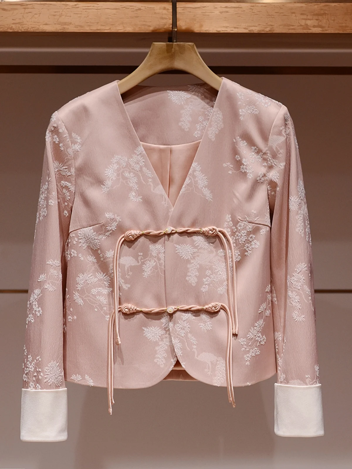 

Ele V-Ne Long Sve Pink Casual Sle Button-Up Cardigan Outerwear Women's Faion Commute Wind Spring New Arrival