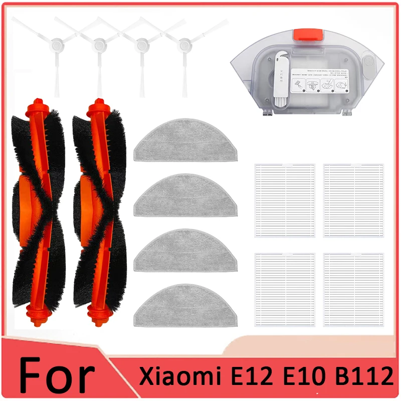 

For Xiaomi E12 E10 B112 sweeping robot vacuum cleaner main brush side brush mop cloth HEPA filter spare parts