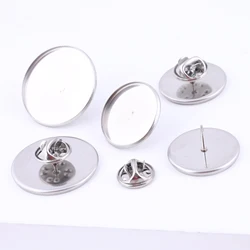 10pcs Stainless Steel Brooch Pin Backs Fit 20mm 25mm Cabochon Base Setting Blanks Diy Broches Making Accessories
