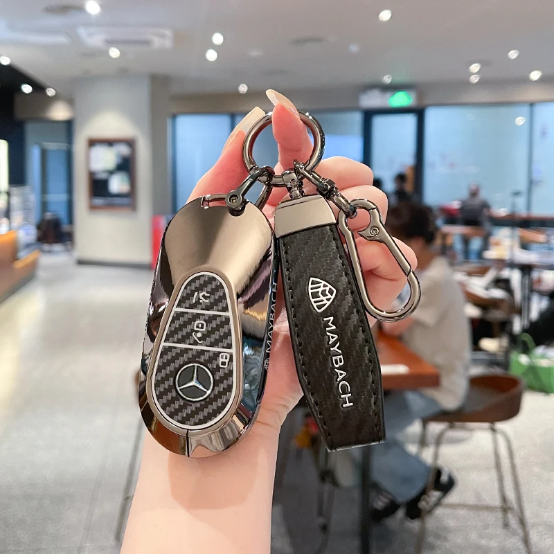 Car Alloy Key Case Key Bag Shell For Mercedes Benz 2022 C S Class W206 W223 S350 C260 C300 S400 S450 S500 Key Shell Protector 3