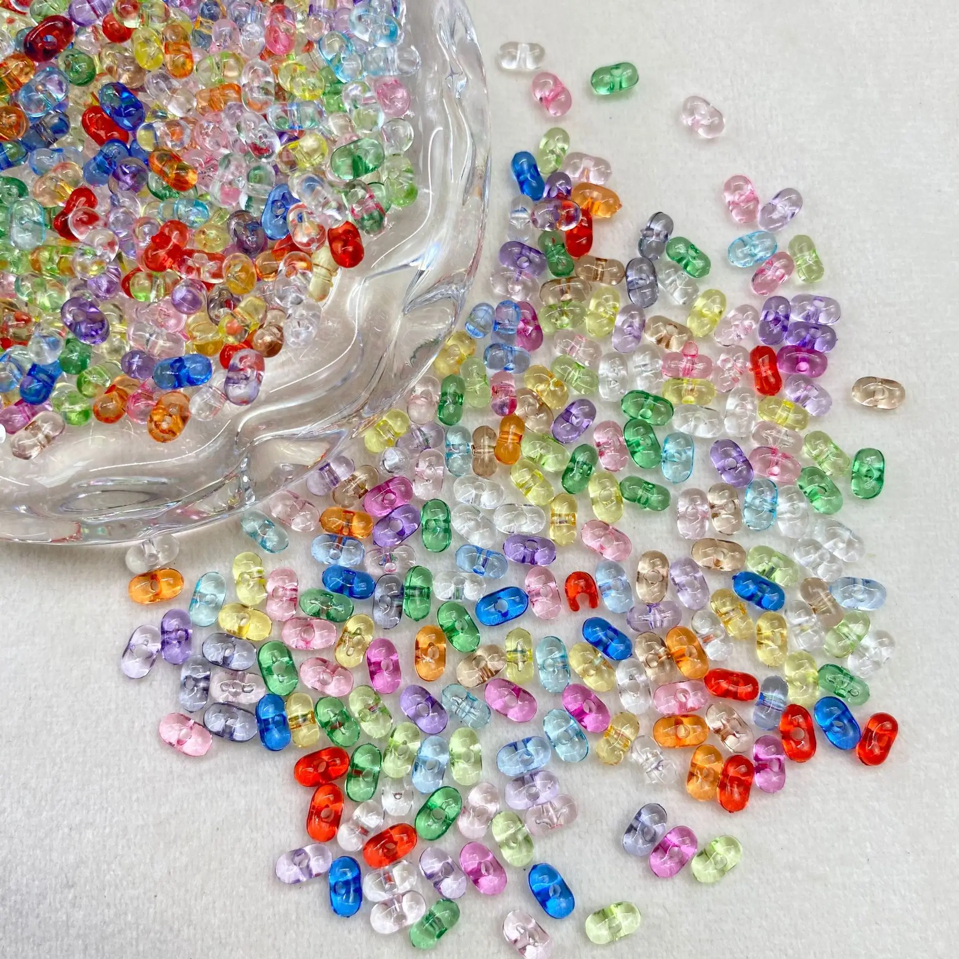 100/200/400Pcs, 3* 6mm, Acrylic, Colorful, Transparent, Peanut Beads, Loose Beads, Pendant, DIY, Necklace, Accessories