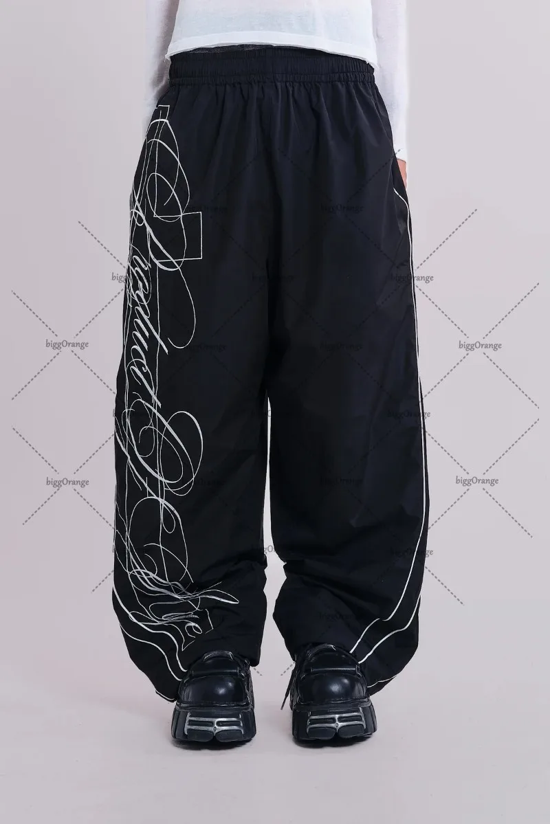 Nuevos pantalones de pierna ancha holgados de cintura alta Harajuku con letras de Hip-hop europeas y americanas para hombre, pantalones de chándal de gran tamaño Y2K a la moda informal para mujer