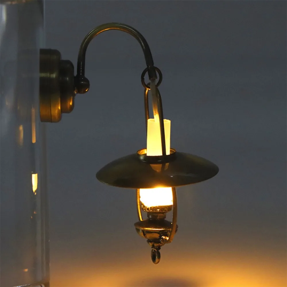 1:12 Dollhouse Colored Glass Lamp 10 Styles Mini Miniature LED Golden Light DIY Ceiling Lamp Chandelier House Accessories