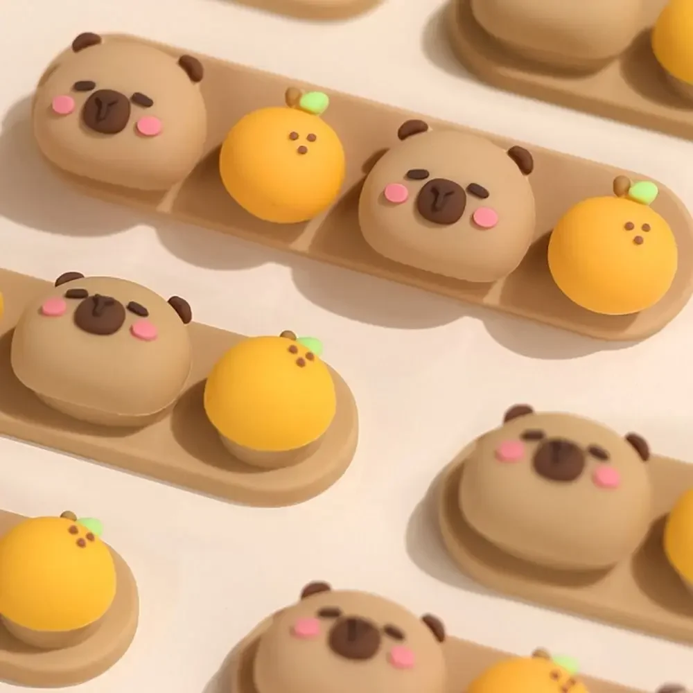 Capybara Cute And Creative Desktop Cable Organizer: Punch-Free Silicone Holder For Data Cables And Charging Cables