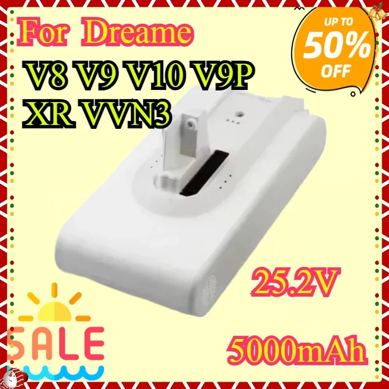 

For V8 V9 V10 V9P XR VVN3 Lithium ion Battery for Dreame Handheld Cordless Vacuum Cleaner Parts 25.2V5000mAh Replacement Battery