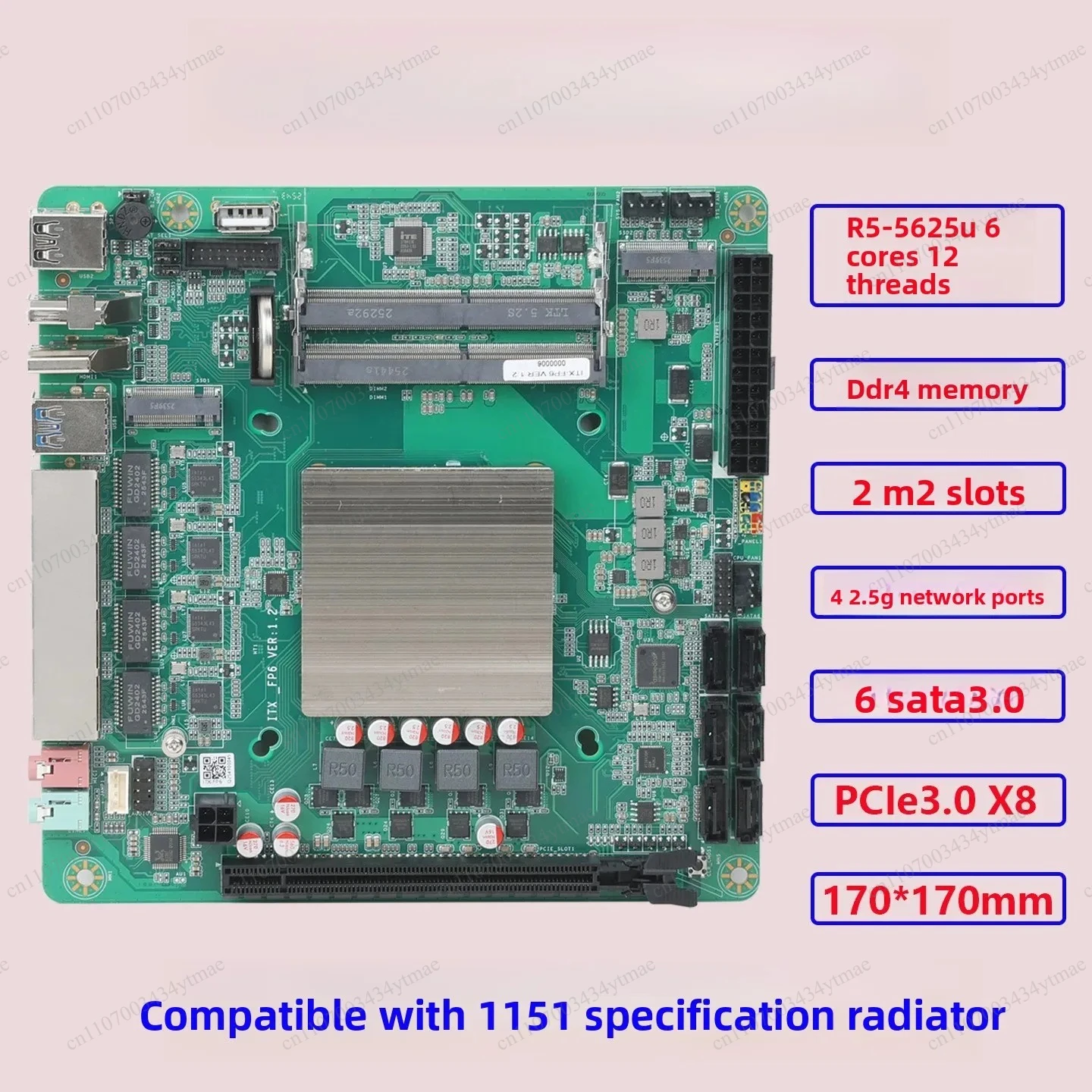 N100 Storage Server NAS Mainboard 2*2.5G i226-V LAN Dual M.2 NVMe PCIe 3.0 Expansion Slot Network Storage Motherboard