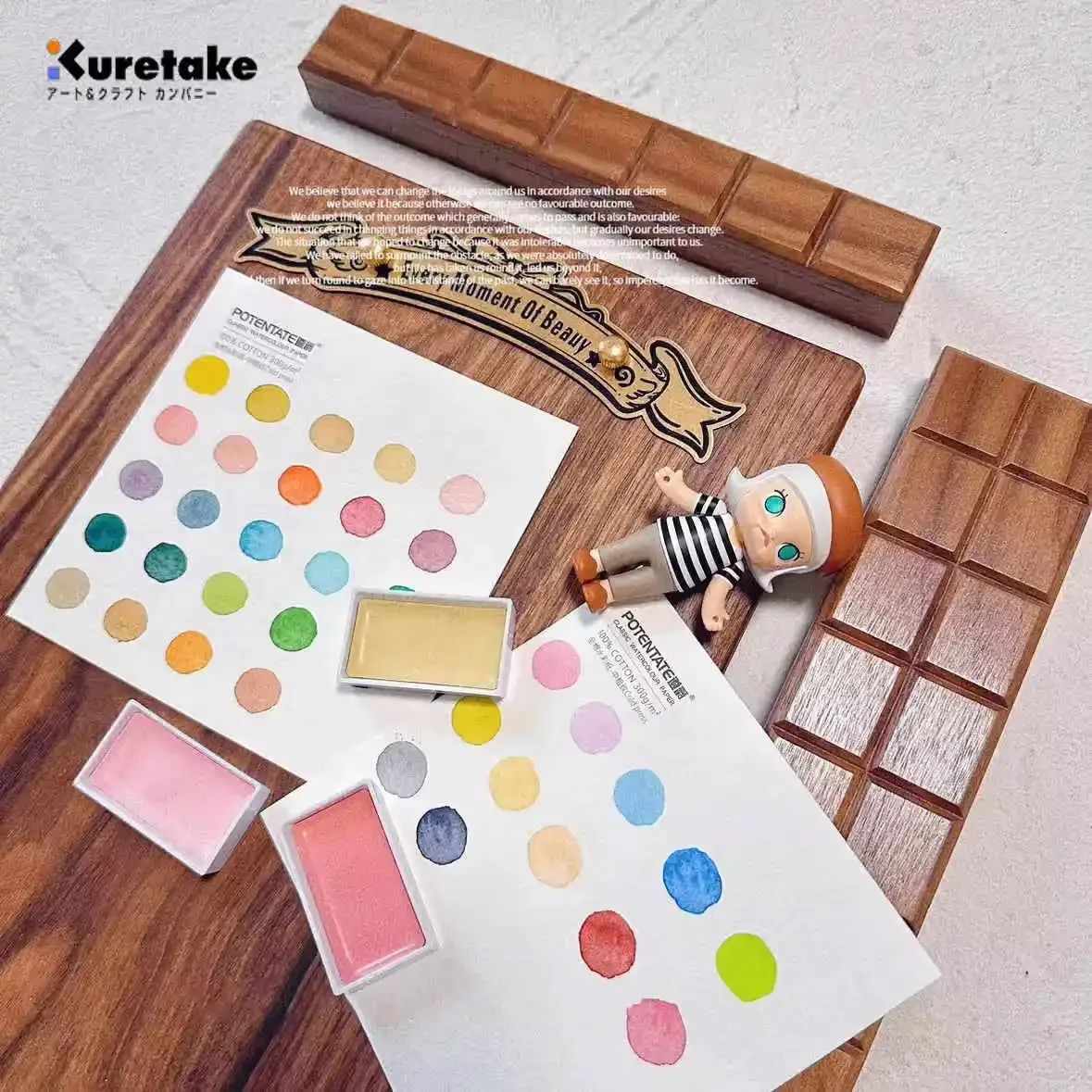 Imagem -04 - Kurettake-conjunto de Tintas Aquarela Sólida para Pintura Tintas Profissional Aquarela Artigos de Arte 12 24 Cores Novo