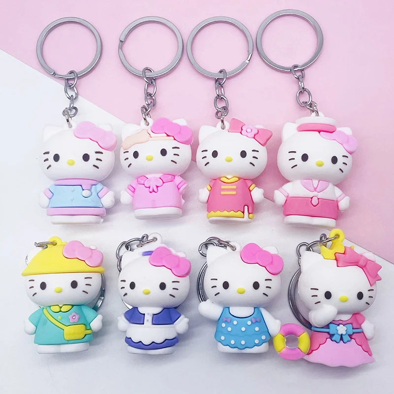 Cute Hello Kitty Key Pendant New Cartoon KT CatDoll Keychain Cartoon Dolls Action Figure Bag Decorations Pendant Car Keyring