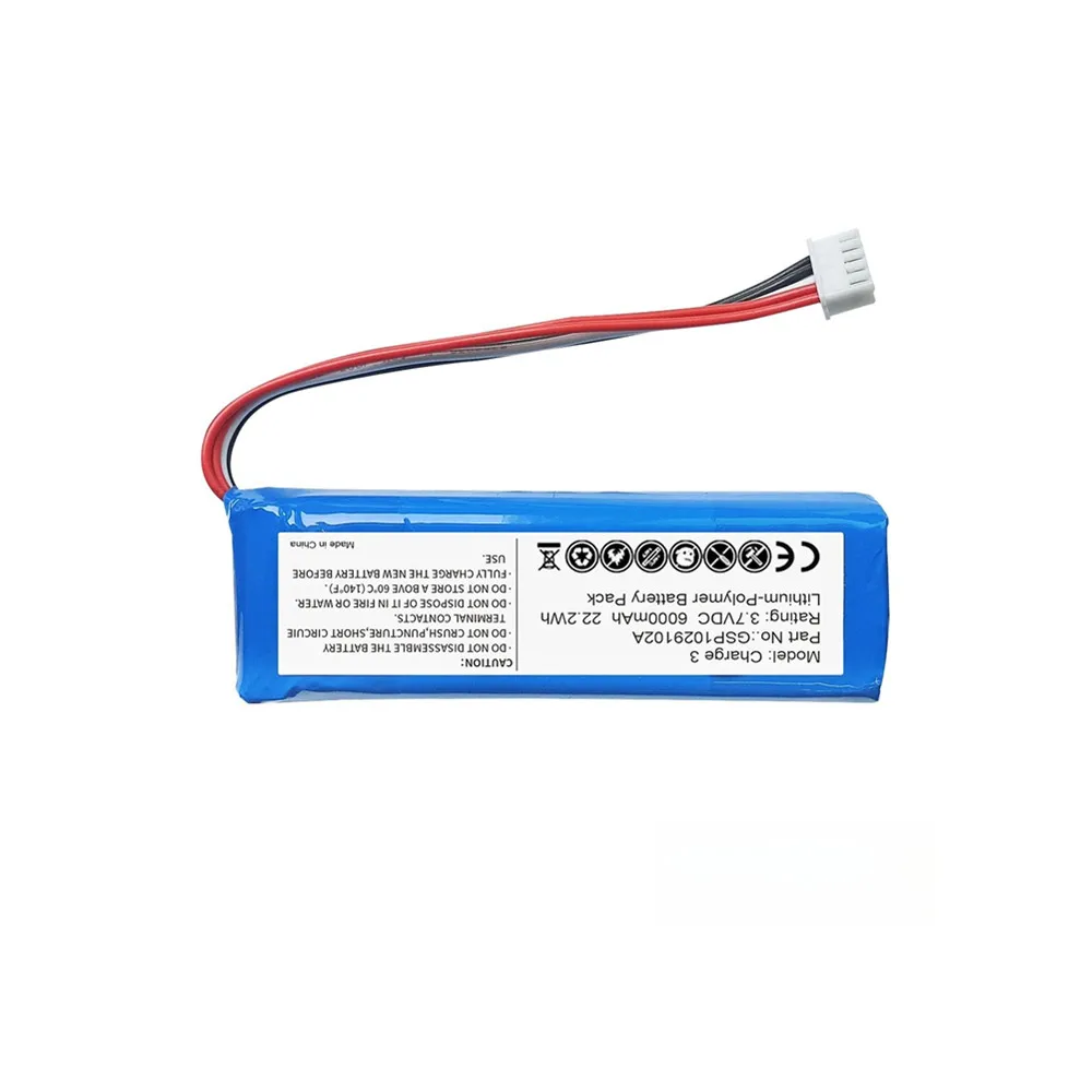 Original 3.7v 6000mah Replacement Battery for JBL Charge 3 Version Speaker Lithium Polymer GSP1029102A Batteria