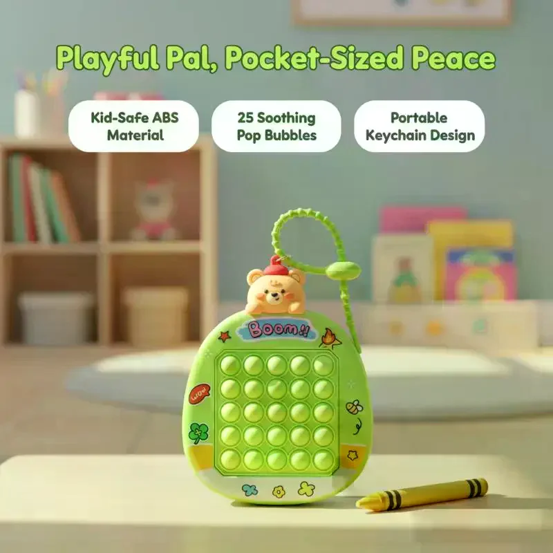 Cute Cartoon Fidget Toy Keychain 25 Silicone Bubbles For Stress Relief Kids Party Favors Bag Decoration