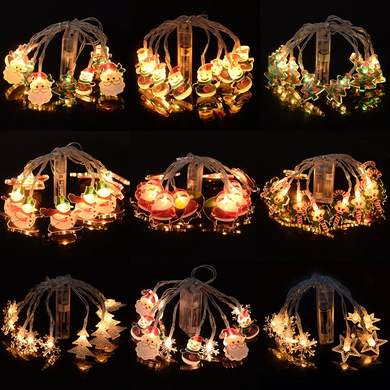 

1.5M Christmas LED Light String Snowflake Snowman Santa Claus String Light Garland Xmas Tree Ornaments Home Decor New Year Gift