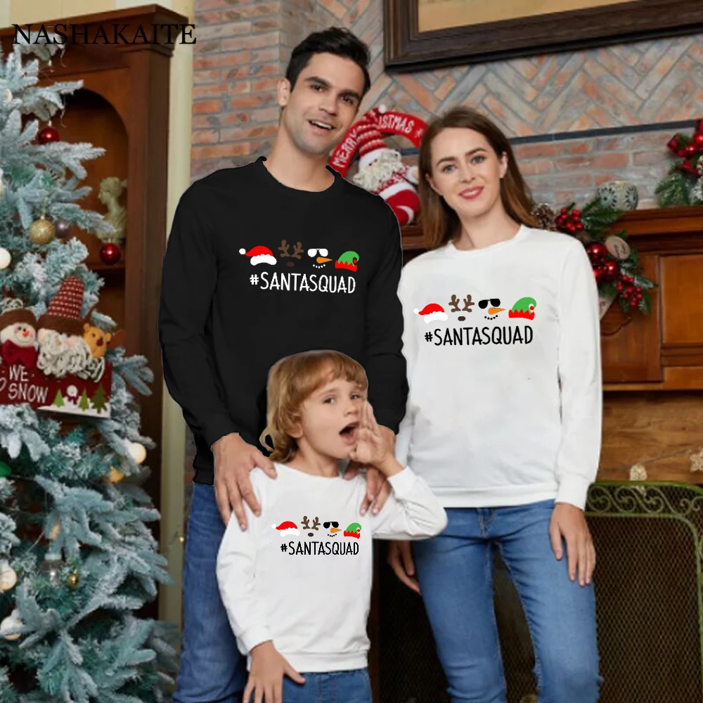 Christmas Family matching family outfits Sweatshirt antlers Letter Print Clothes Family Mommy And Daughter Clothes Family Look