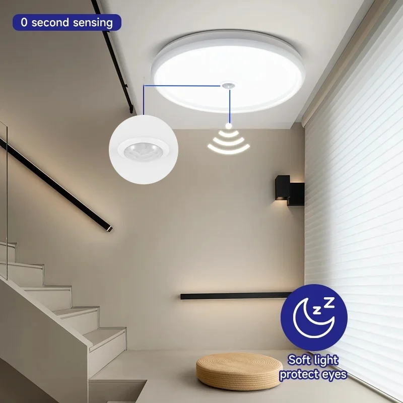 LED Human Induction Ceiling Light Infrared Motion Sensor Garage Attic Balcony Corridor Infrared Induction Led Ceiling Lamp