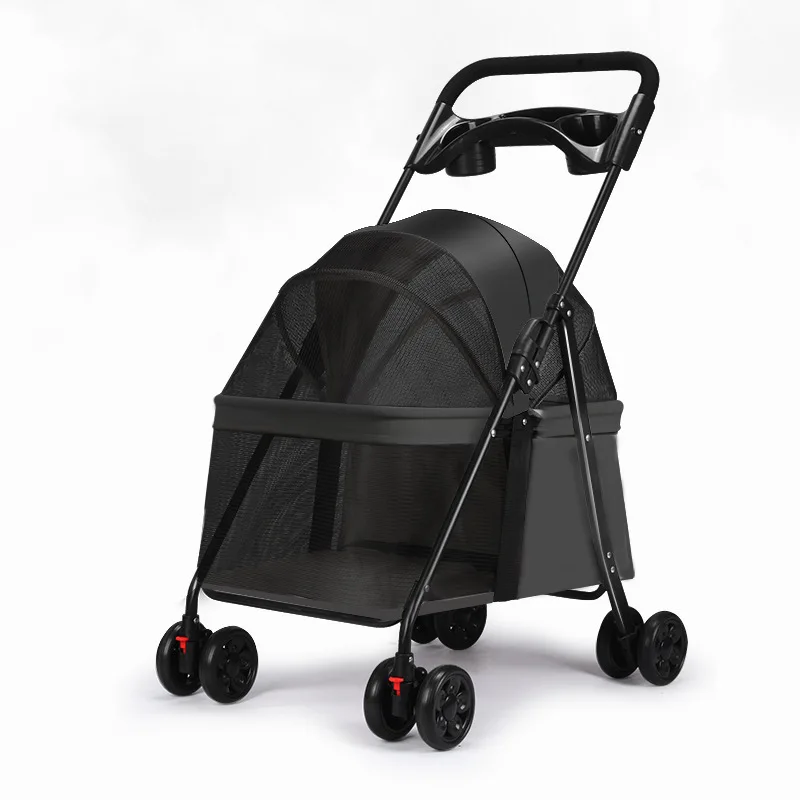 

Foldable Pet Stroller Cat Dog Car Cart Puppy Kitten Teddy Car Breathable Dog Stroller Outdoor Travel Lightweight Pet Stroller