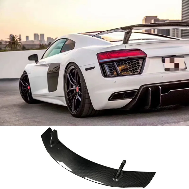 Suitable for the new Audi R8 modified V-shaped true carbon fiber small wrap tail wing