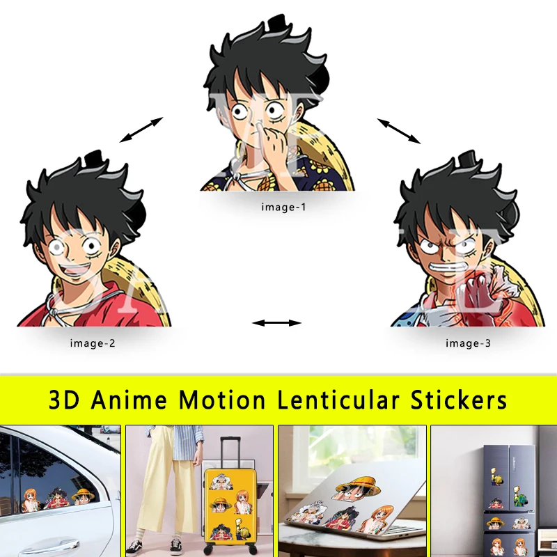 ONE PIECE Luffy Anime Motion Refrigerator Sticker Waterproof Decals Car Sticker Laptop Suitcase Stickers Kids Toy Christmas Gift