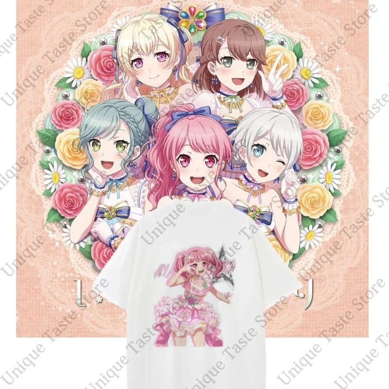 BanG Dream Pastel Palettes T Shirt Maruyama Aya Yamato Maya Cartoon Print T-shirt Harajuku Men Women Cotton Short Sleeve Tee Top