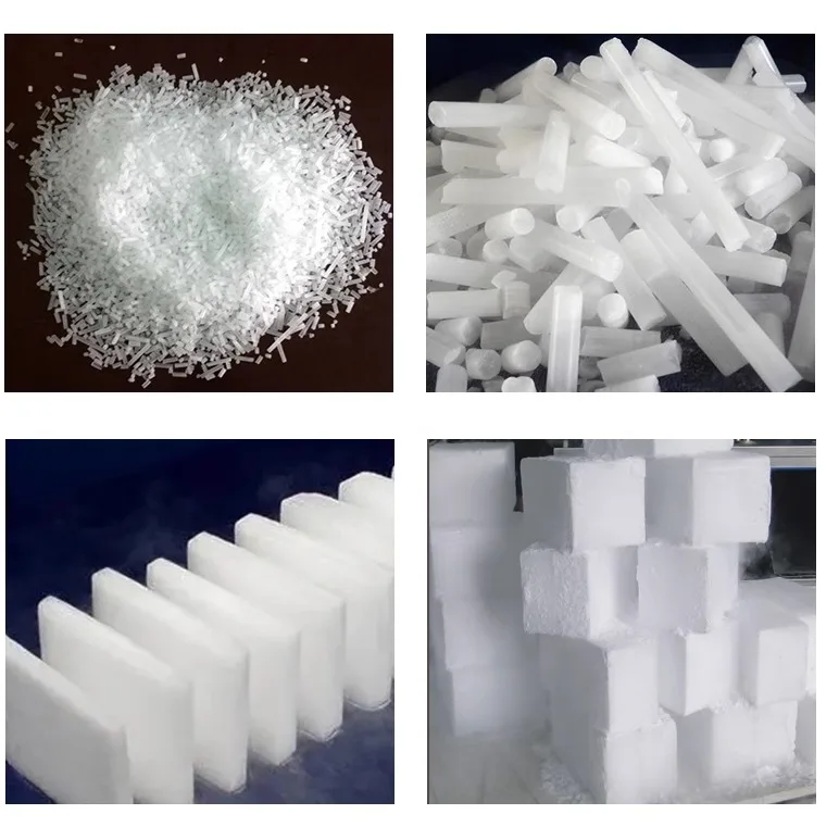 Machine de fabrication de glace sèche comestible, fonction de briquetage, capacité de stockage de glace de 50kg, moteur à noyau de forme carrée, ligne de Production sèche