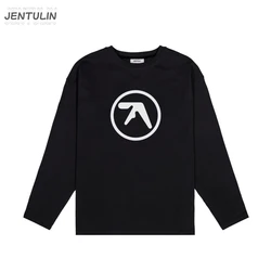 Punk Aphex Twin Print T-Shirt Oversize Hip Hop Men's Streetwear Harajuku T Shirt Goth Autumn Tops Long Sleeve Cotton Clothes Y2k