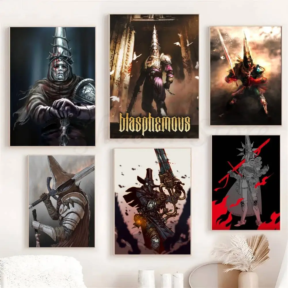 Pósteres del juego B-Blasphemous para sala de estar, bar, cafetería, lienzo de calidad, estilo vintage, pintura de cómics, arte, decoración de pared del hogar, imagen