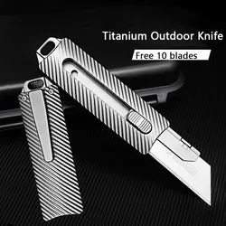 Titanium Alloy Utility Knife High Hardness Blade Outdoor Carrying Knife Replaceable Blades Free 10 Blades