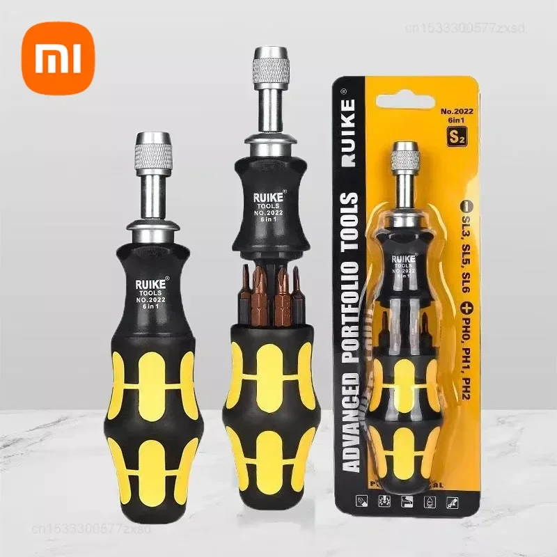 Xiaomi Multifunctional Ratchet Screwdriver Set Telescopic Portable Strong Magnetic 6 in 1 Hidden Drill Head Storage Screwdriver