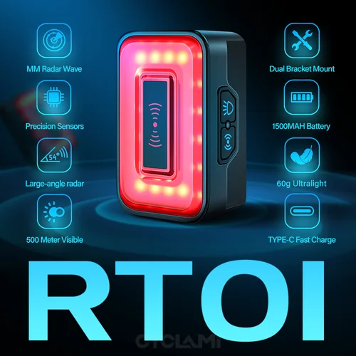 Imagen 2 del producto CYCLAMI luz trasera de Radar inteligente lámpara de detección de freno de bicicleta IPx6 impermeable LED carga nueva luz trasera de ciclismo