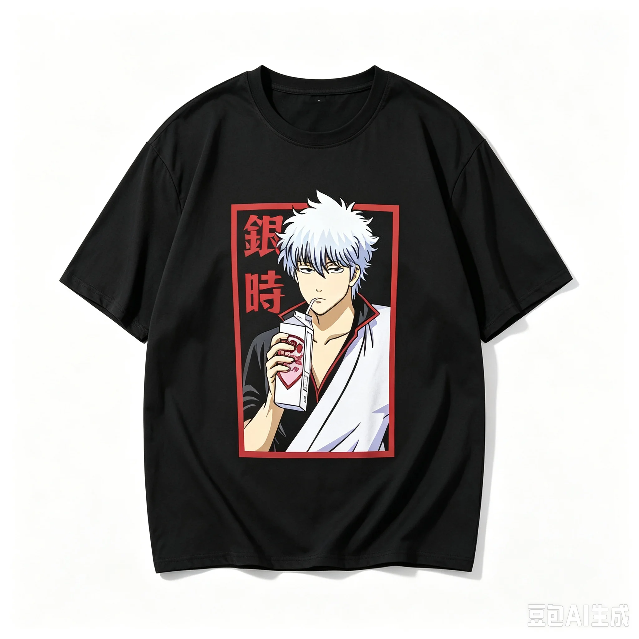 Anime Gintama Sakata Gintoki Graphic T Shirt Vintage Japanese Manga Character Print Casual Loose Soft Cotton Short Sleeve Tops