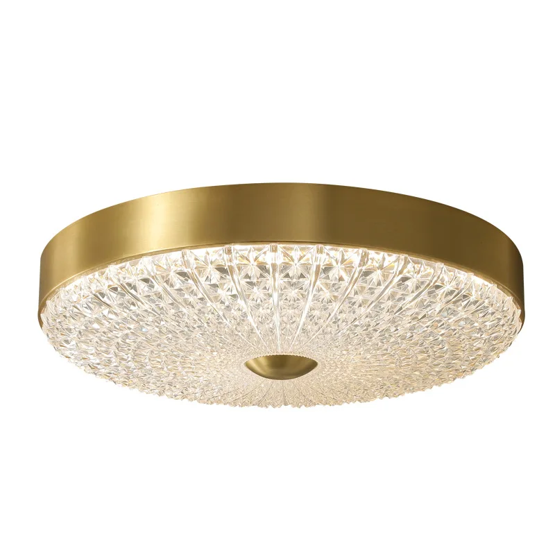 

All copper LED ceiling light, light luxury, modern, round, bedroom light, simple
