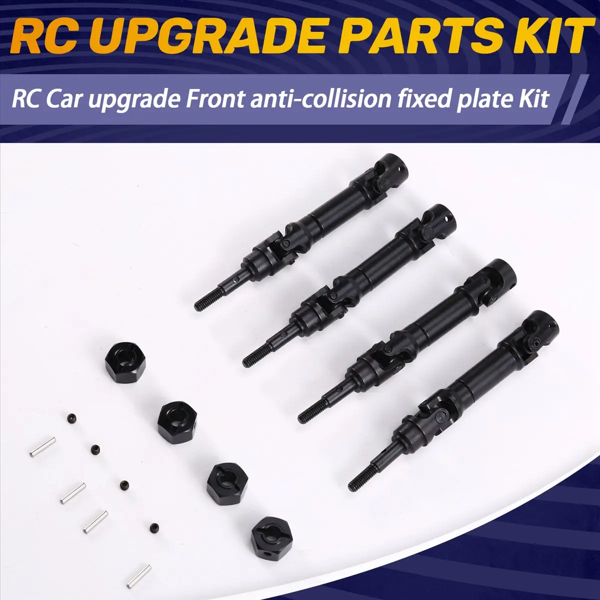 

[A17I TOY] RC Car Upgrade CVD Front and Rear Universal Drive Shafts + Couplings Kit for Mini Car Accessories
