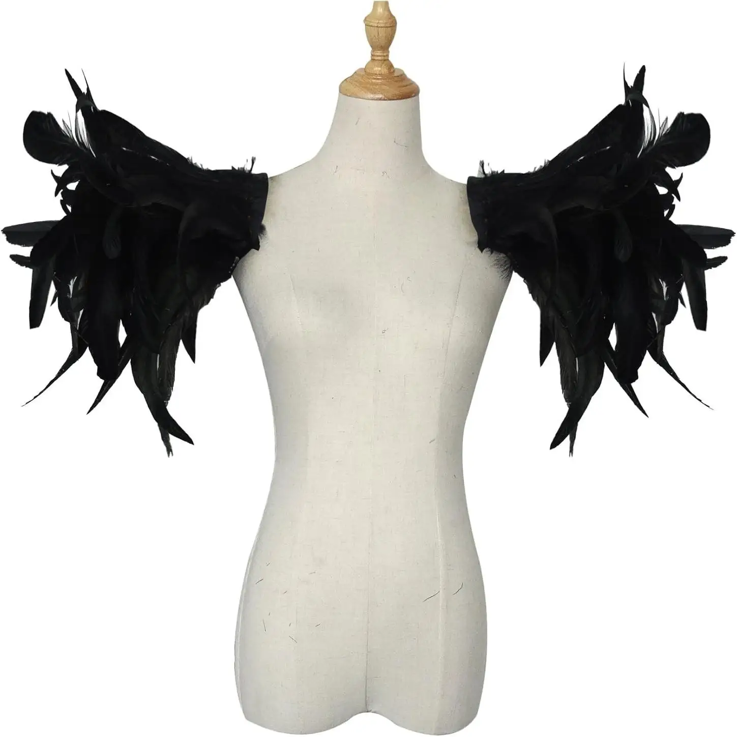 زي تنكري للهالوين بأسلوب قوطي مع أكمام ريش على الكتف، زي للعروض المسرحية مع تفاصيل ريش النعام، اتجاه أزياء عرقي