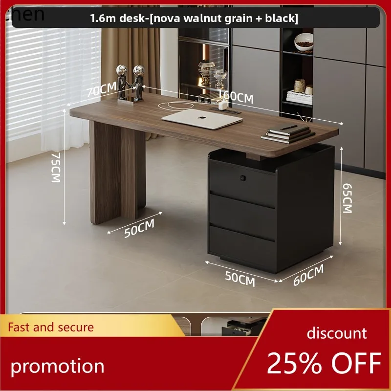 

YFY Study Desk with Integrated Chest of Drawers, Office Desk with Fingerprint Lock, Makeup Desk