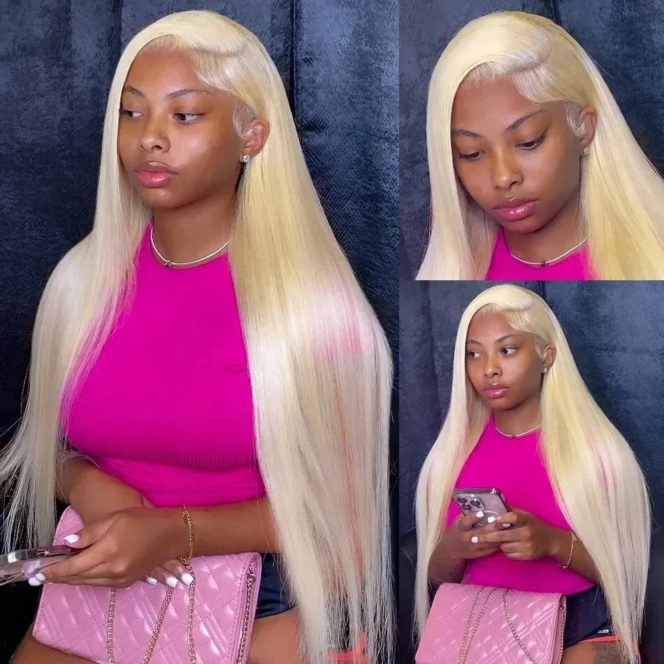 Peluca Frontal de encaje recto de hueso rubio 613, pelucas frontales de encaje sintético HD 13X4 para mujeres, cabello Futura, ropa diaria para fiesta y Navidad