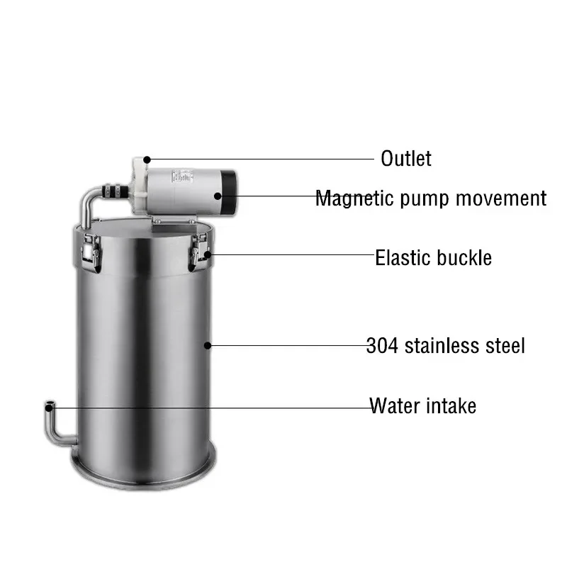 Stainless Steel Filter Bucket Mini External Fish Tank Filter Bucket with Water Pump Aquarium Filter System Aquarium