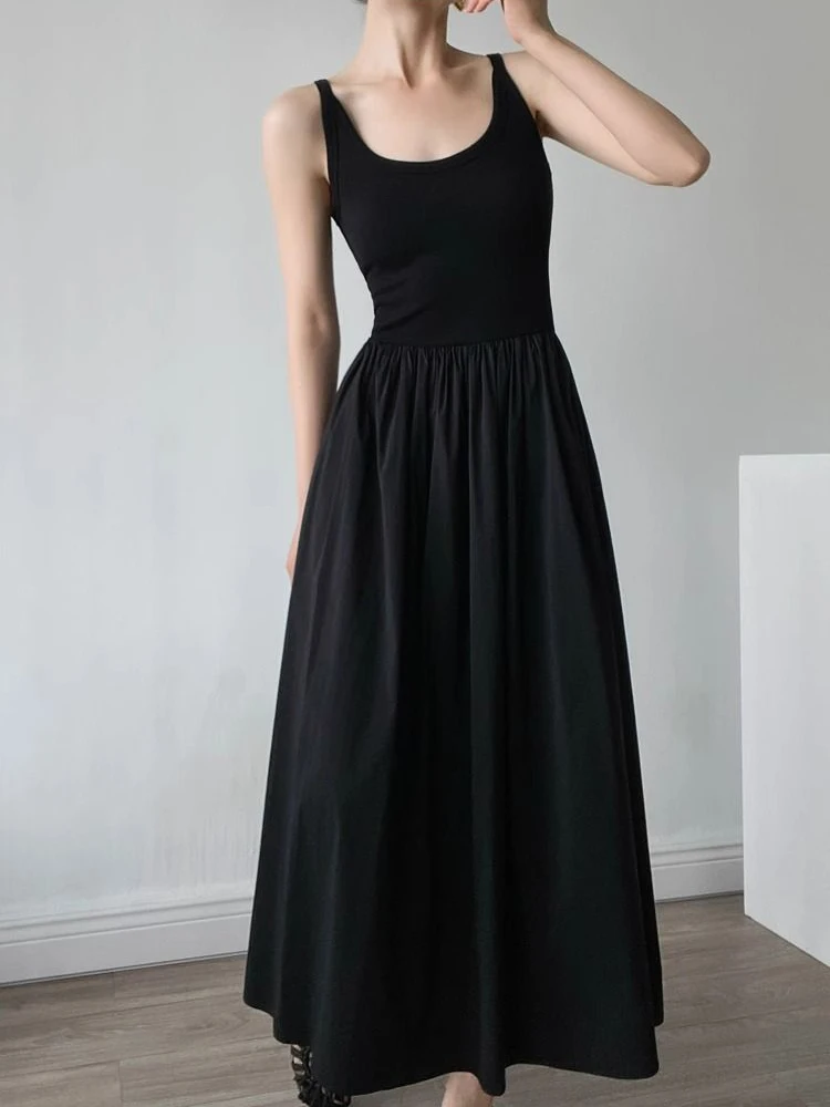 High Quality French Casual Long Dresses For Women 2024 New Summer Korean Elegant Fashion OL Dress Sleeveless Casual Dress