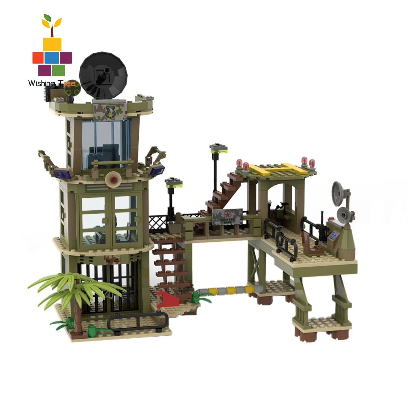 

Military Building Blocks Compatible with Small Bricks DIY MOC Battle Command Base Scene Model