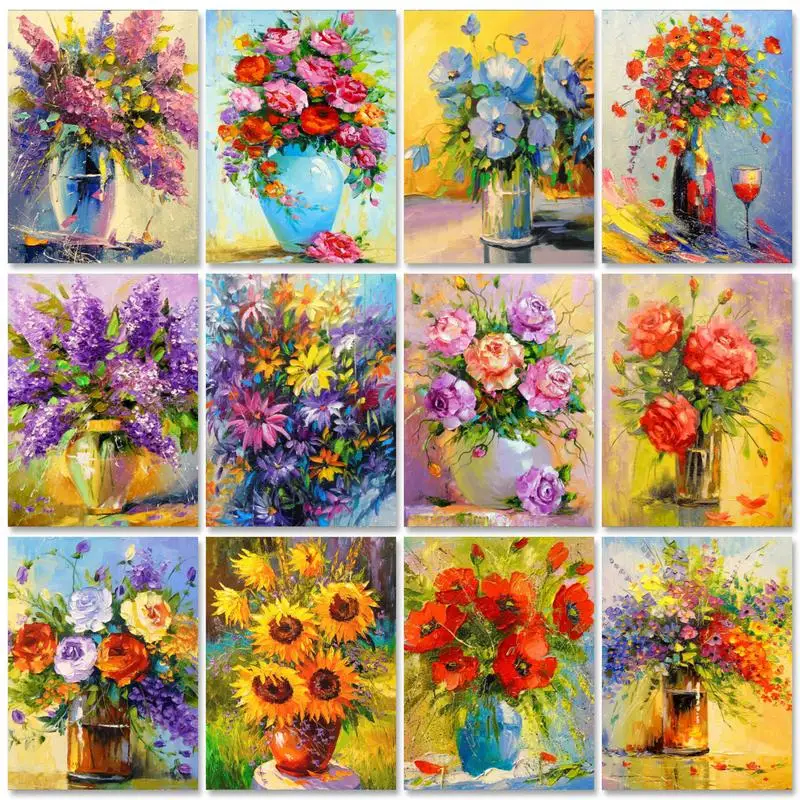 GATYZTORY Painting By Numbers On Canvas Coloring By Numbers Colorful Flowers Drawing On Numbers Wall Decors Gift For Adults