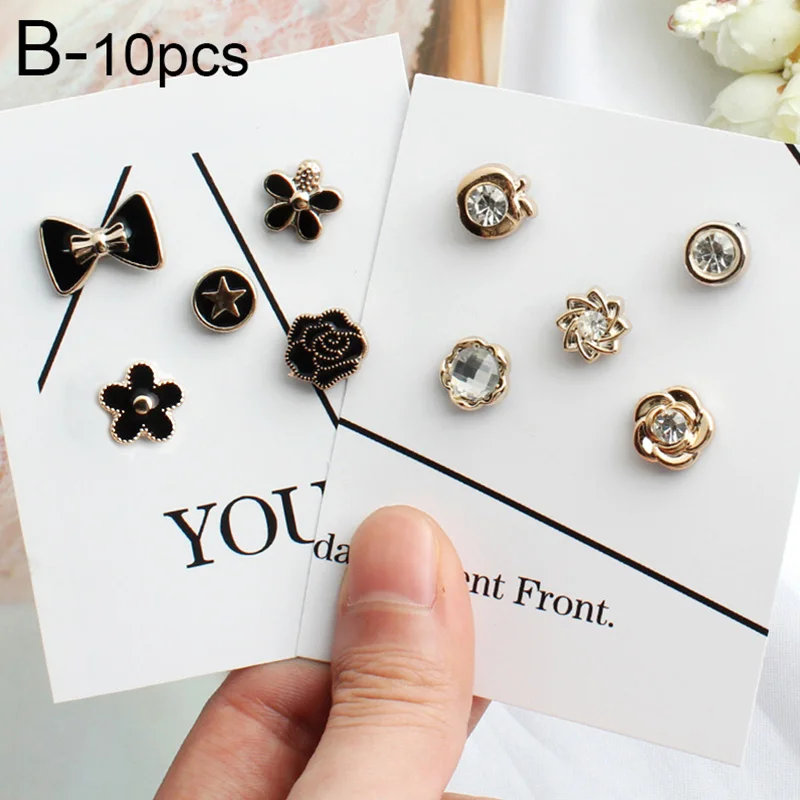 10Pcs Women Men Flower Star Small Brooches for Handmade DIY Sweater Scarf Suit Anti-Burnout Buckle Pin Sewing Accessories