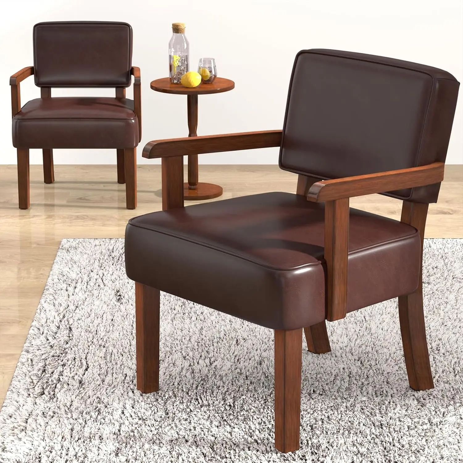 

Chair, PU Leather Living Room Chairs Oversize with Soft Seat and Armrests for Living Room Dinning Room Bedroom Reading Ro