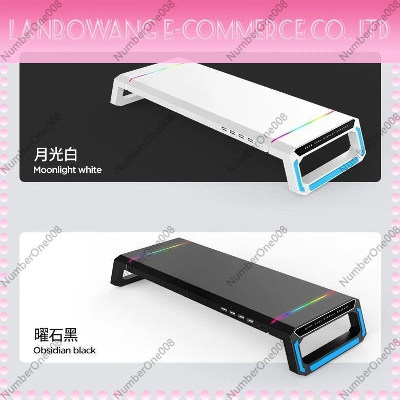 RGB Gaming Mouse Pad with Monitor Stand Riser, Computer Desk Organizer with Drawer for Keyboard Office