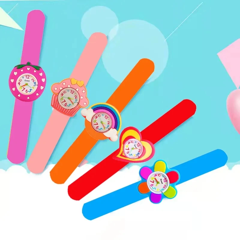 Baby Watch 3D Cartoon Kids Birthday Gift Girl Boy Children Study Time Toy Clock Free Spare Battery