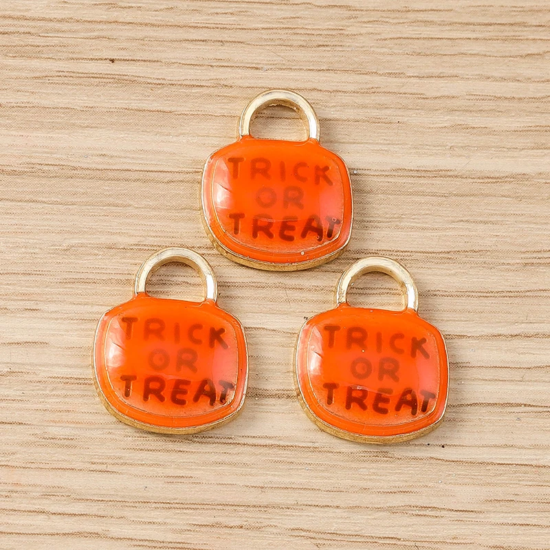 Tusember 10 Teile/los Emaille Nette Halloween Kürbis Charms Anhänger für Ohrring Armband Handgemachte Halskette Halloween Schmuck DIY – Detail 4