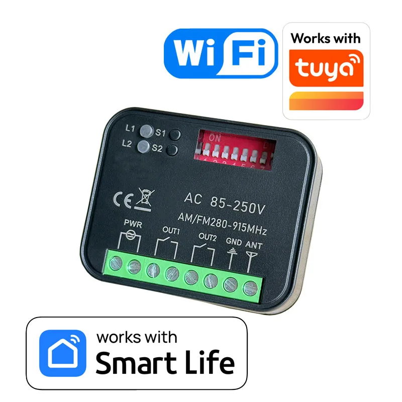 

Universal Work With Tuya WiFi RX-MULTI Garage Door Opener Gate Remote Control Smart Module 85-250V 280-868MHz Fixed Rolling Code