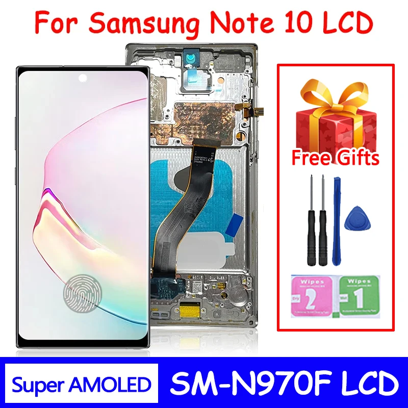 Pantalla LCD AMOLED para Samsung Note 10, Reemplazo de Digitalizador de Pantalla Táctil, Marco de Pantalla para Note 10 N970 SM-N970F SM-N970U