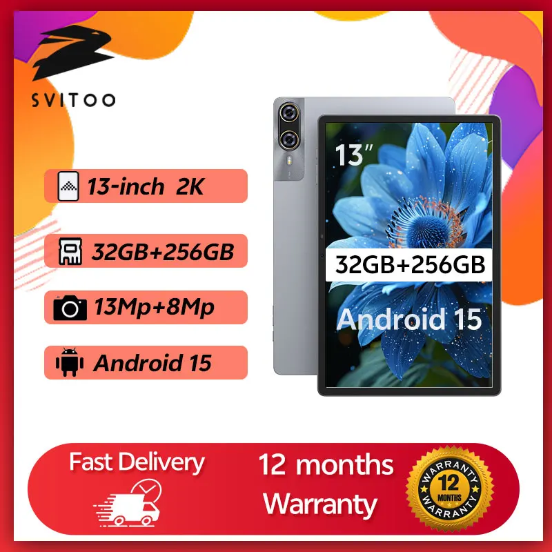 SVITOO Android 15 Tablet 13 Inch MediaTek G99 32GB RAM 256GB ROM