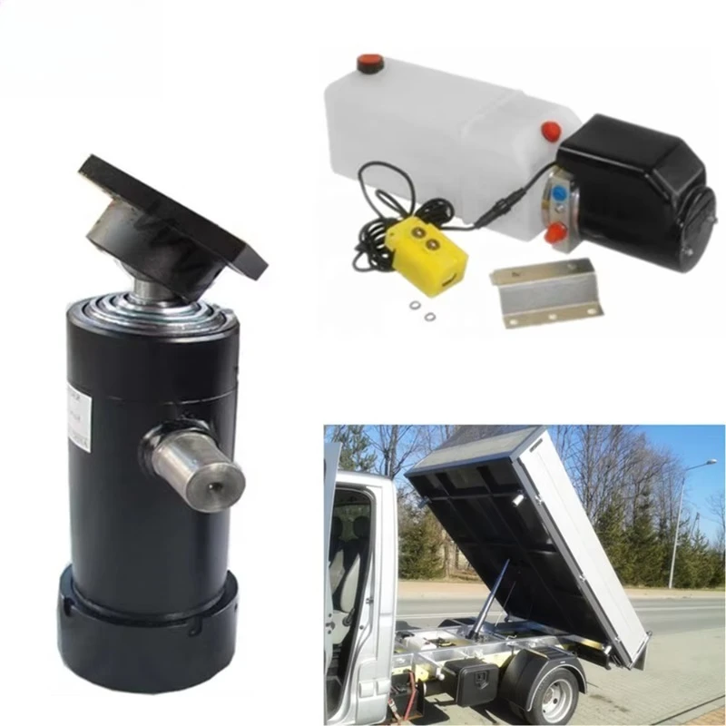 Multi-stage cylinder power unit for small trailer